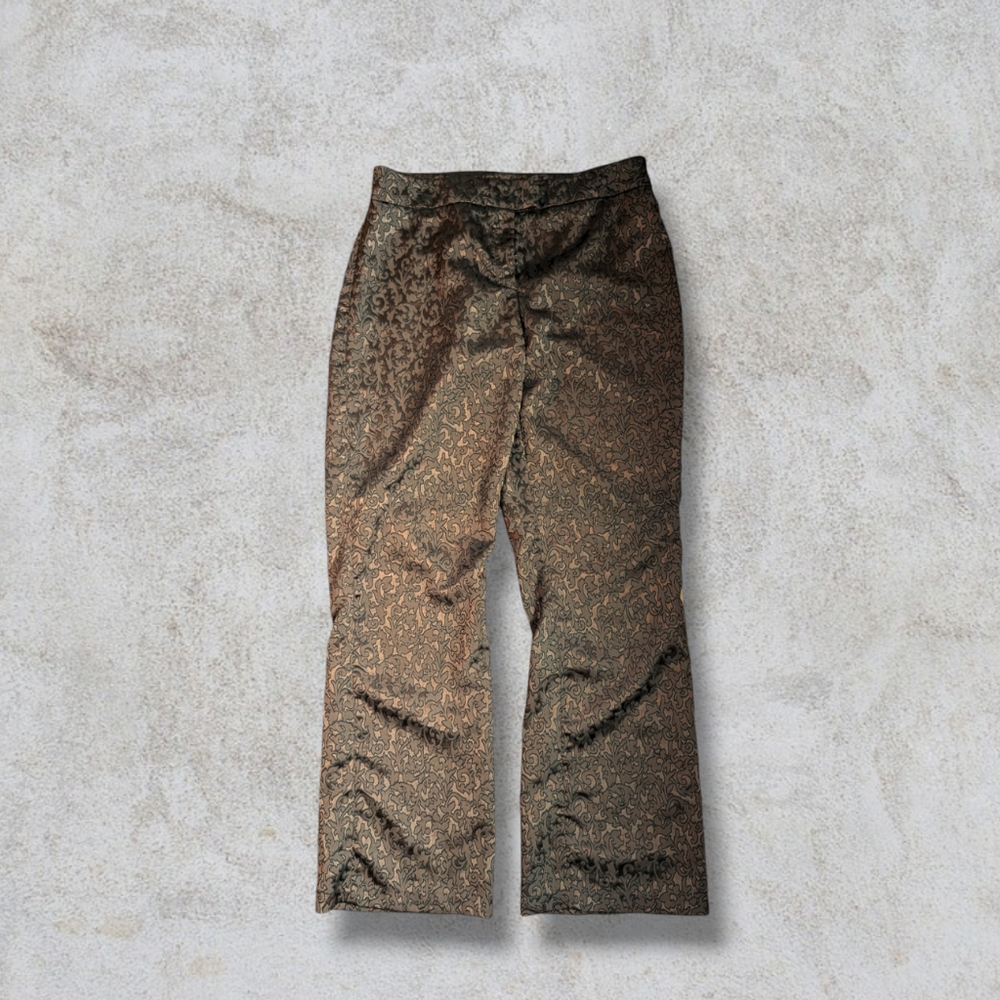 Vintage | brown jacquard puddle hem trouser